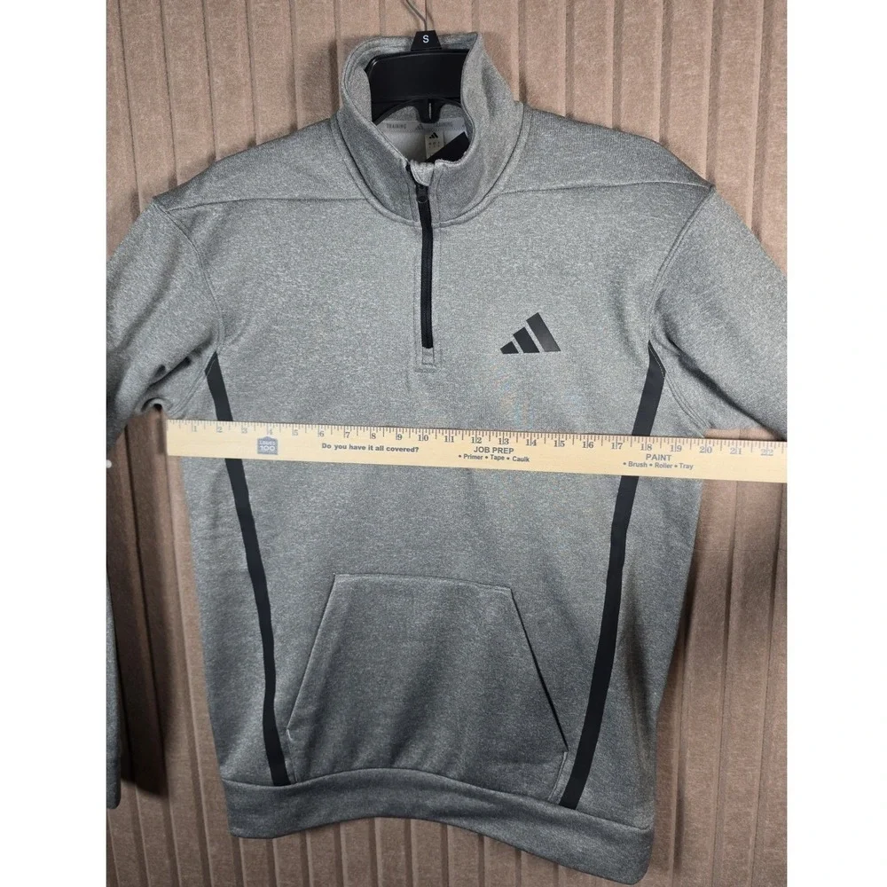 Adidas Climawarm Training Quarter-Zip Sweatshirt, Size Small, Grey/Black - New